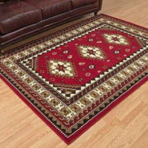 United Weavers Dallas Tres Runner Rug - Red, 5x8, Southwestern Indoor Area Rug with Bordered Pattern, Jute Backing