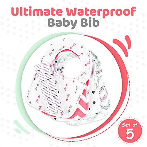 Regaroo - All-Around Waterproof Cotton-Lined Baby Bibs, Baby Essentials for Baby Clothes Protection, Unisex Baby Stuff, Baby Products, Bright and Fancy (5-Pack)