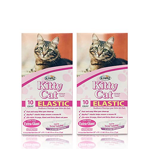 Alfapet Cat litter box liners, Elastic bags liners, 20 Count For Large, X-Large, Giant, Extra-Giant Size litterbox- With Sta-Put Technology for Firm, Easy Fit- Quick + Clever Waste Cleaners, Pack of 2