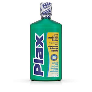 plax oral rinse mouthwash, daily mouth rinse designed specifically for rinsing before brushing, with a refreshing soft mint flavor, 24 fl. oz (pack of 12)