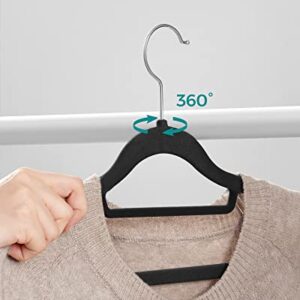 SONGMICS Velvet Hangers, 50 Pack, Ultra Thin Space Saving, Non-Slip Coat Hangers with Tie Organiser, 360 Degree Swivel Hook, Black CRF50B