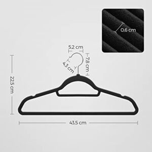 SONGMICS Velvet Hangers, 50 Pack, Ultra Thin Space Saving, Non-Slip Coat Hangers with Tie Organiser, 360 Degree Swivel Hook, Black CRF50B