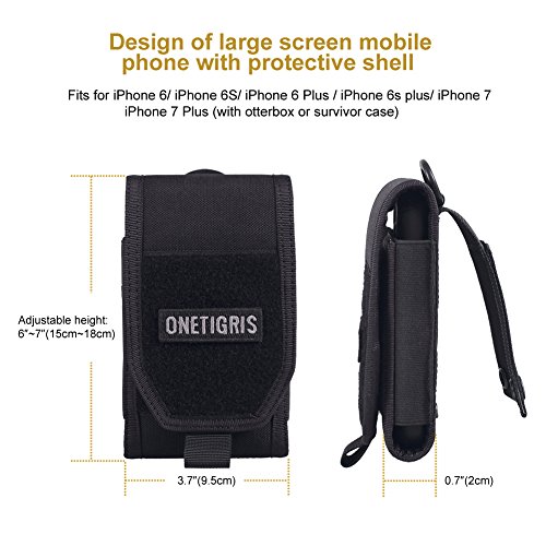 OneTigris Large Smartphone Pouch for 5.5"/6.1" Phone with Slim Survivor Case (Black)