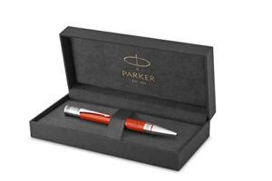 parker duofold ballpoint pen, classic big red vintage with medium point black ink refill