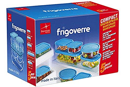 Bormioli Rocco Frigoverre Set of 5 Glass Food Storage Container Transparent 388840-SK5 Transparent