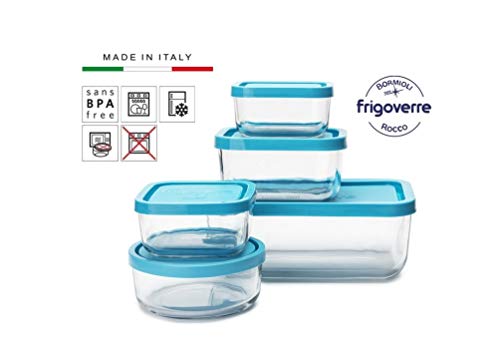 Bormioli Rocco Frigoverre Set of 5 Glass Food Storage Container Transparent 388840-SK5 Transparent