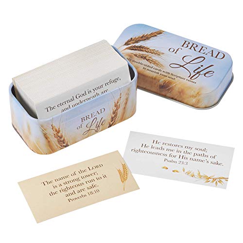 Christian Art Gifts Bible Verse Promise Cards | Bread of Life – 202 Scriptures to Nourish Your Soul | Daily Encouraging Pocket Size Scripture Cards for Men and Women in Decorative Tin