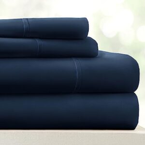 linen market bed sheets for queen size bed (navy) - sleep better than ever with these soft and cooling queen sheets - deep pocket fits 16" thick beds - 4 piece queen sheet set