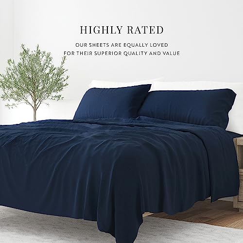 Linen Market Bed Sheets for Queen Size Bed (Navy) - Sleep Better Than Ever with These Soft and Cooling Queen Sheets - Deep Pocket Fits 16" Thick Beds - 4 Piece Queen Sheet Set