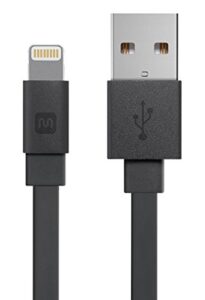 monoprice apple mfi certified flat lightning to usb charge & sync cable - 3 feet - black | iphone x, 8, 8 plus, 7, 7 plus, 6, 6 plus, 5s - cabernet series
