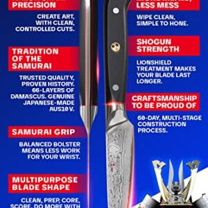 Dalstrong Paring Knife - 3.5 inch - Shogun Series ELITE - Damascus - AUS-10V Japanese Super Steel Kitchen Knife - Vacuum Treated - Vegetable, Fruit Knife - Razor Sharp Cooking Chef's Knife - w/Sheath