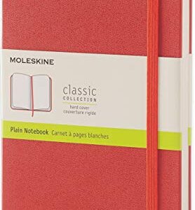 Moleskine Classic Notebook, Large, Plain, Coral Orange, Hard Cover (8051272893694)