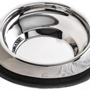 Enhanced Pet Bowl, Stainless Steel Slanted Dog Bowl with Raised Ridge for Flat-Faced Dog Breeds or Cats, Food-Grade Non-Slip No Spill Bowl for Dogs, Less Mess, Less Gas, and Better Digestion, Medium