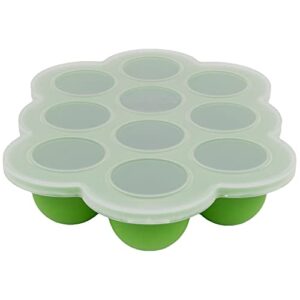 weesprout silicone freezer tray with clip on lid perfect food storage container for homemade baby food, vegetable, fruit purees, and breast milk (bright green, ten 1.5 ounce sections)