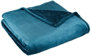 thesis fleece cashmere plush bed blanket teal full queen size blanket – soft cozy plush luxury microfiber blanket, 90x90 inches
