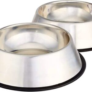 GPET Dog Bowl 32 Oz Stainless Steel Bowls with Anti-Skid Rubber Base for Food or Water Perfect Dish for Dog Puppy Cat and Kitten (2 Pack)