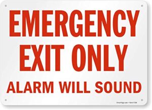 smartsign "emergency exit only, alarm will sound" sign | 10" x 14" plastic