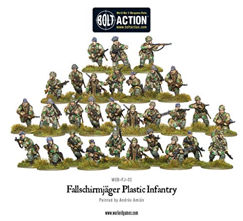 Bolt Action Fallschirmjager German Airborne Paratroopers 1:56 WWII Military Wargaming Figures Plastic Model Kit