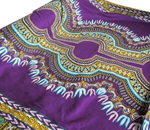 full funk thin bright african dashiki rayon fabric print 42inch x 3yard bolt, pattern a violet