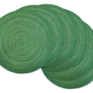 DII Tabletop Collection, Variegated Round Placemat, Round, 15" Diameter, Sparkle Green, 6 Piece