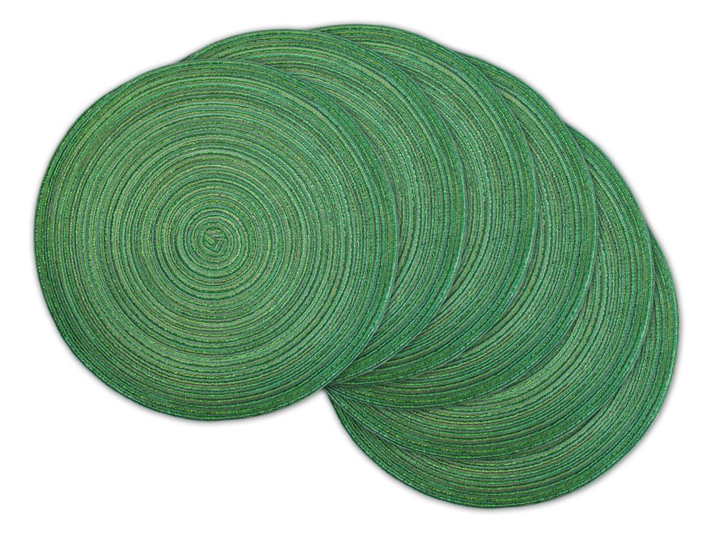 DII Tabletop Collection, Variegated Round Placemat, Round, 15" Diameter, Sparkle Green, 6 Piece