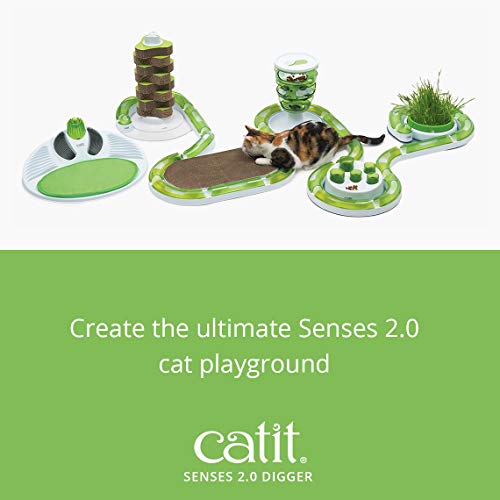 Catit Senses 2.0 Digger Interactive Cat Toy, All Breed Sizes, Green,White, 1-Pack