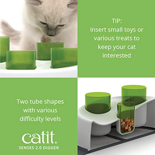 Catit Senses 2.0 Digger Interactive Cat Toy, All Breed Sizes, Green,White, 1-Pack