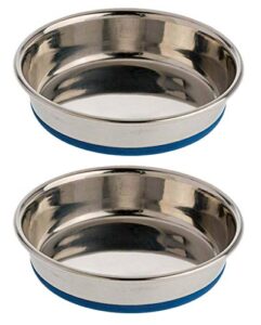 durapet 2 pack of cat dishes, 0.75 cup dry food capacity each, premium rubber-bonded stainless steel
