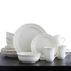 Mikasa French Countryside 16-Piece Dinnerware Set, Service for 4,White