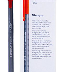 Staedtler Triplus Fineliner Pens, 0.3mm, Red, Pack of 10 (334-2)