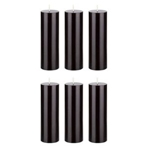 mega candles 6 pcs unscented black round pillar candle, hand poured premium wax candles 2 inch x 6 inch, home décor, wedding receptions, baby showers, birthdays, celebrations, party favors & more