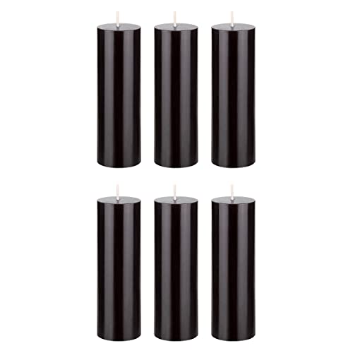 Mega Candles 6 pcs Unscented Black Round Pillar Candle, Hand Poured Premium Wax Candles 2 Inch x 6 Inch, Home Décor, Wedding Receptions, Baby Showers, Birthdays, Celebrations, Party Favors & More