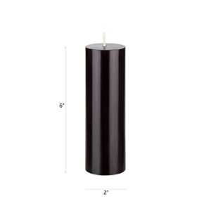 Mega Candles 6 pcs Unscented Black Round Pillar Candle, Hand Poured Premium Wax Candles 2 Inch x 6 Inch, Home Décor, Wedding Receptions, Baby Showers, Birthdays, Celebrations, Party Favors & More