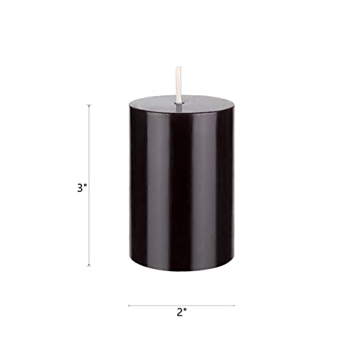 Mega Candles 6 pcs Unscented Black Round Pillar Candle, Hand Poured Premium Wax Candles 2 Inch x 3 Inch, Home Décor, Wedding Receptions, Baby Showers, Birthdays, Celebrations, Party Favors & More