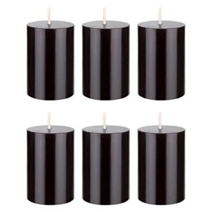 mega candles 6 pcs unscented black round pillar candle, hand poured premium wax candles 2 inch x 3 inch, home décor, wedding receptions, baby showers, birthdays, celebrations, party favors & more