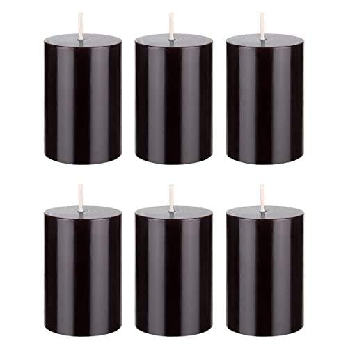 Mega Candles 6 pcs Unscented Black Round Pillar Candle, Hand Poured Premium Wax Candles 2 Inch x 3 Inch, Home Décor, Wedding Receptions, Baby Showers, Birthdays, Celebrations, Party Favors & More