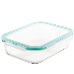 locknlock purely better glass food storage container with lid, rectangle-51 oz, clear