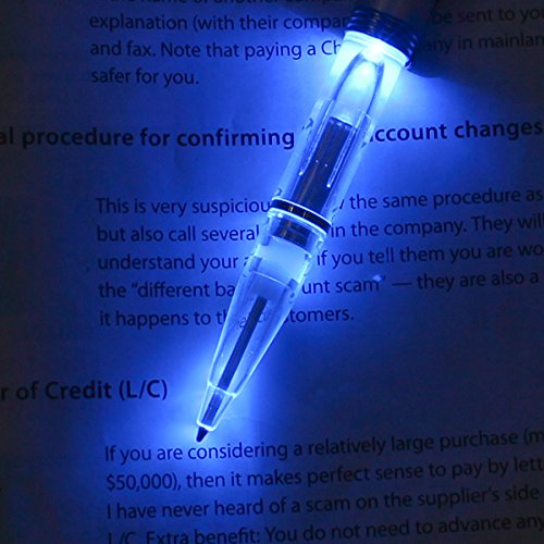 GS GLOWSEEN Pen Light LED Pen with Light, Light Up Penlight for Night Writing - One Set Extra Batteries and Ink Cartridges Included-2 Pack -Blue