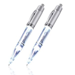 Penyeah Pen Light - LED Pen with Light, Light Up Penlight for Night Writing Ballpoint Pen for Night Writer - Useful Extend Replacement Accessorries Included-2 PK -White Light