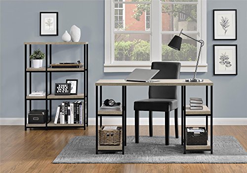 Ameriwood Home Elmwood Double Pedestal Desk, Distressed Gray Oak