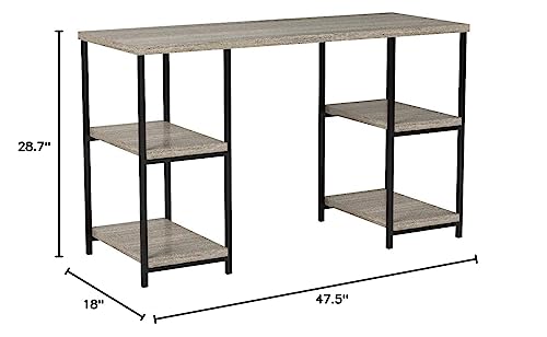 Ameriwood Home Elmwood Double Pedestal Desk, Distressed Gray Oak