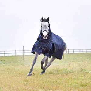 horze avalanche medium weight combo turnout blanket 150g - peacoat dark blue - 81 in