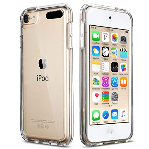 ULAK Soft TPU Bumper PC Back Hybrid Case for iPod Touch 6/iPod Touch 5/iPod Touch 7 - Retail Packaging - Clear Slim