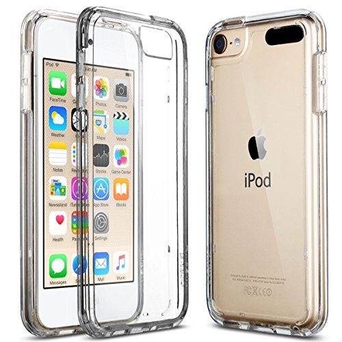 ULAK Soft TPU Bumper PC Back Hybrid Case for iPod Touch 6/iPod Touch 5/iPod Touch 7 - Retail Packaging - Clear Slim