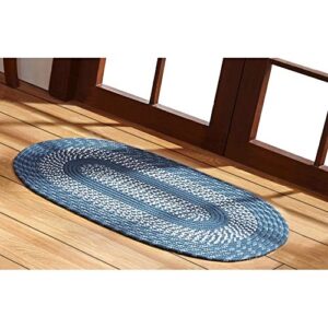 better trends newport braid collection is durable and stain resistant reversible indoor utility rug 100% polypropylene in vibrant colors, 22" x 40" oval, slate blue