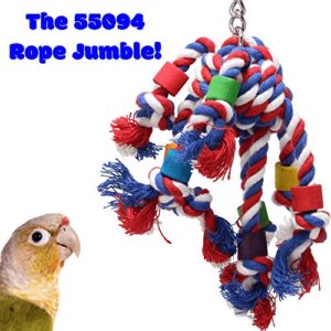 Bonka Bird Toys 55094 Rope Jumble Plucking Preening Bird Toy for Pet Budgie Parakeet Lovebirds Conures Small or Medium Parrots Cages