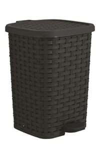 superio wicker step on trash can with foot pedal – outdoor and indoor brown 12 qt trash can, waste basket for bathroom, kitchen, office, patio, or backyard