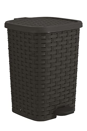 Superio Wicker Step On Trash Can with Foot Pedal – Outdoor and Indoor Brown 12 qt Trash Can, Waste Basket for Bathroom, Kitchen, Office, Patio, or Backyard