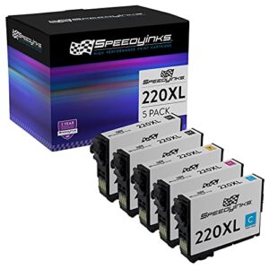 speedyinks remanufactured replacement for epson 220xl ink cartridges 220 xl high capacity (2 t220xl120 black 1 t220xl220 cyan 1 t220xl320 magenta 1 t220xl420 yellow 5-pack) for xp-320 xp 420 wf-2655