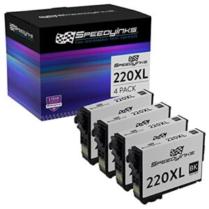 speedyinks remanufactured replacement for epson 220xl ink cartridges 220 xl t220xl120 high yield (black, 4-pack) for epson workforce wf2760 wf2630 wf2650 wf2660 xp420 xp320 wf2750 xp-424 wf-2760